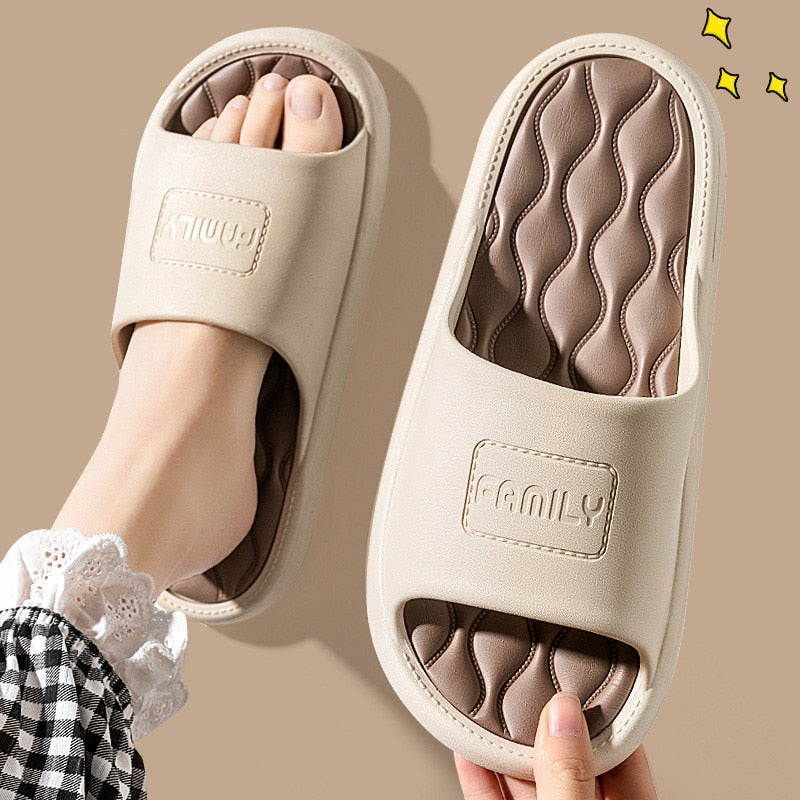 Fashion Women Men Slippers Indoor Outdoor Flip Flops Summer Beach Sandals Soft Non-Slip Bathroom Flats Couples Home Shoes