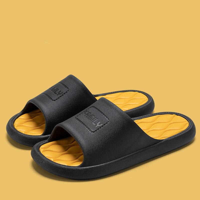 Fashion Women Men Slippers Indoor Outdoor Flip Flops Summer Beach Sandals Soft Non-Slip Bathroom Flats Couples Home Shoes Yellow