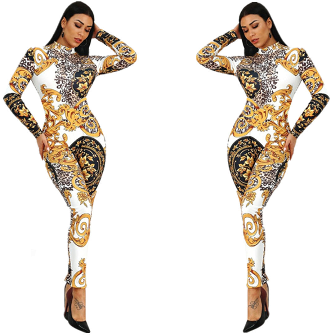 Fashion casual printed jumpsuit