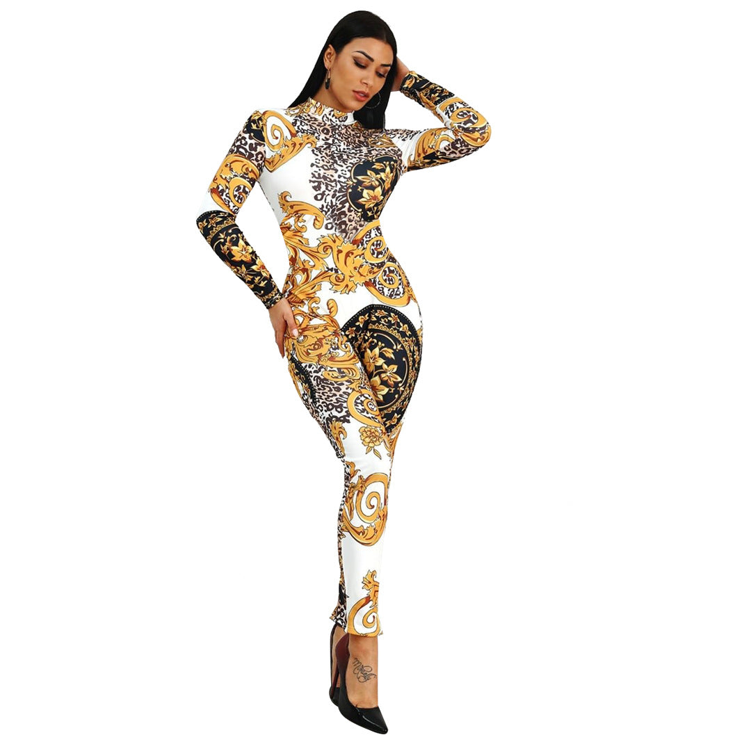 Fashion casual printed jumpsuit