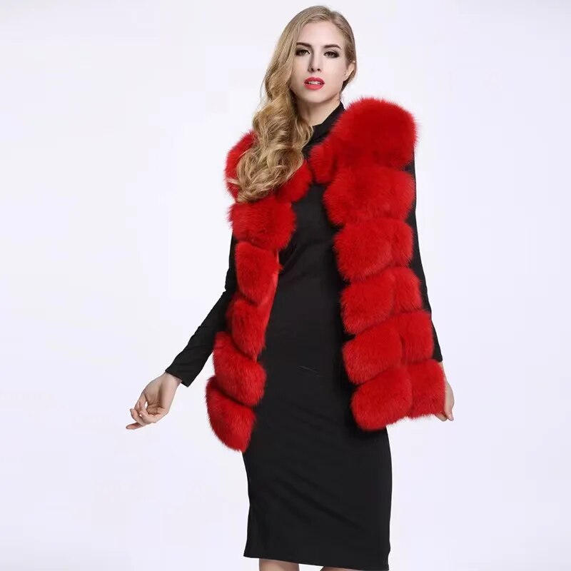 Fashion winter warm fur coat Natural fox fur women's coat Real fox fur coat Thick fur coat