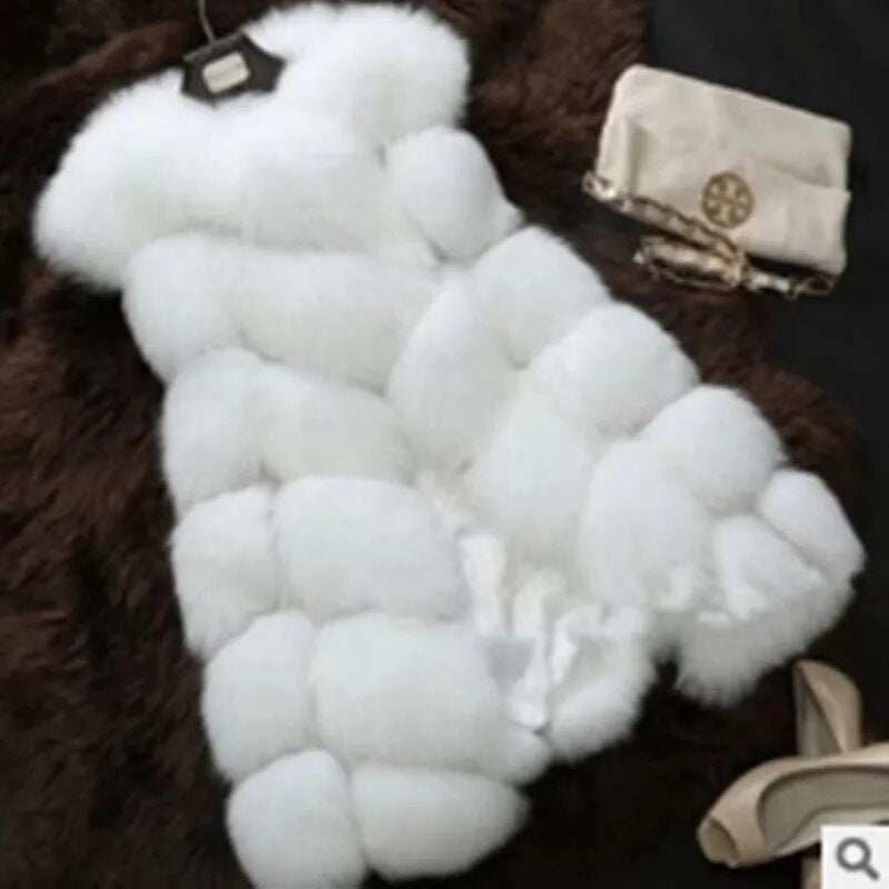 Fashion winter warm fur coat Natural fox fur women's coat Real fox fur coat Thick fur coat white