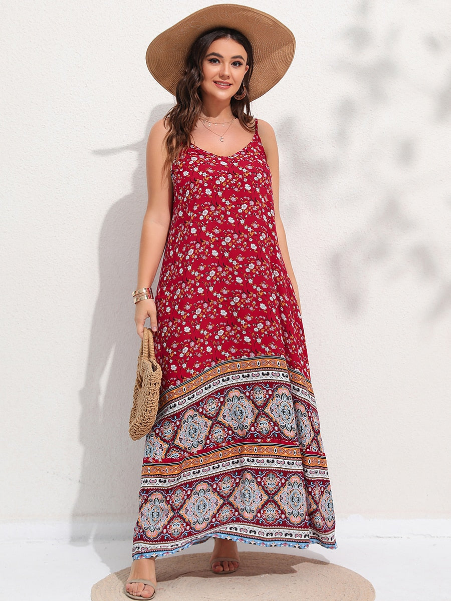 Finjani Women's Dress Plus Size Cami Dresses Summer Backless Maxi Dress Floral Print Formal Party Dresses 2024