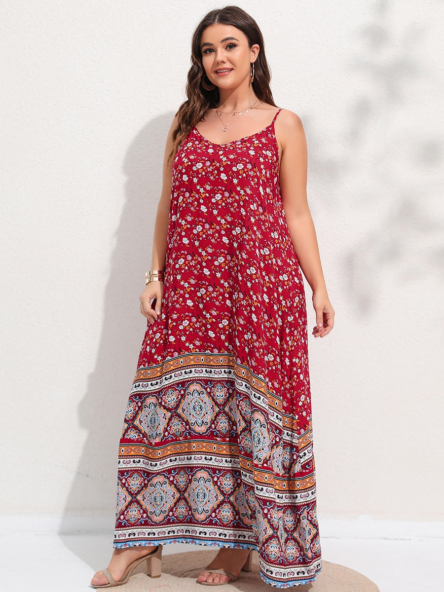 Finjani Women's Dress Plus Size Cami Dresses Summer Backless Maxi Dress Floral Print Formal Party Dresses 2024