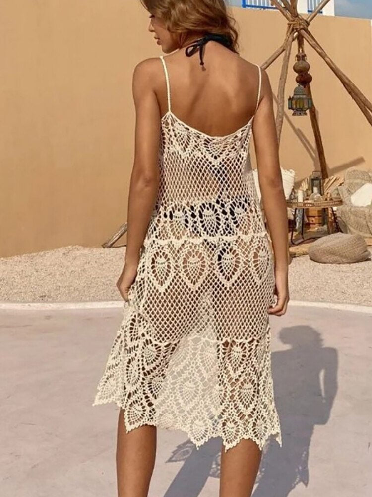 Fitshinling Bohemian Hollow Out Pareo Beach Outfits Swimwear New In Lace Summer Dress Holiday Beachwear Sundress