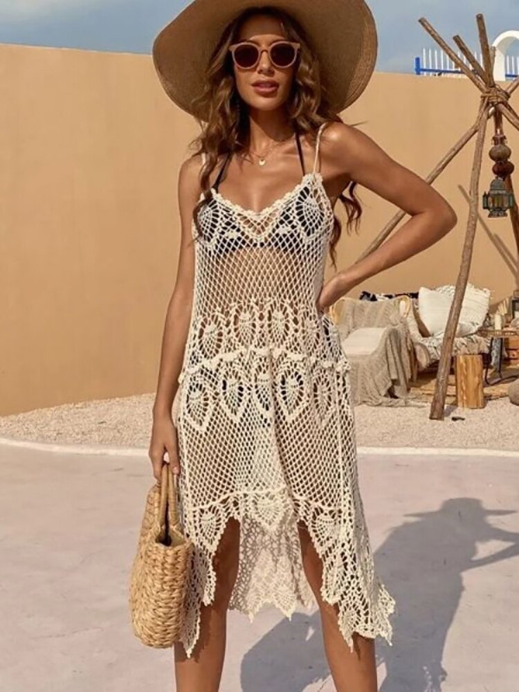 Fitshinling Bohemian Hollow Out Pareo Beach Outfits Swimwear New In Lace Summer Dress Holiday Beachwear Sundress