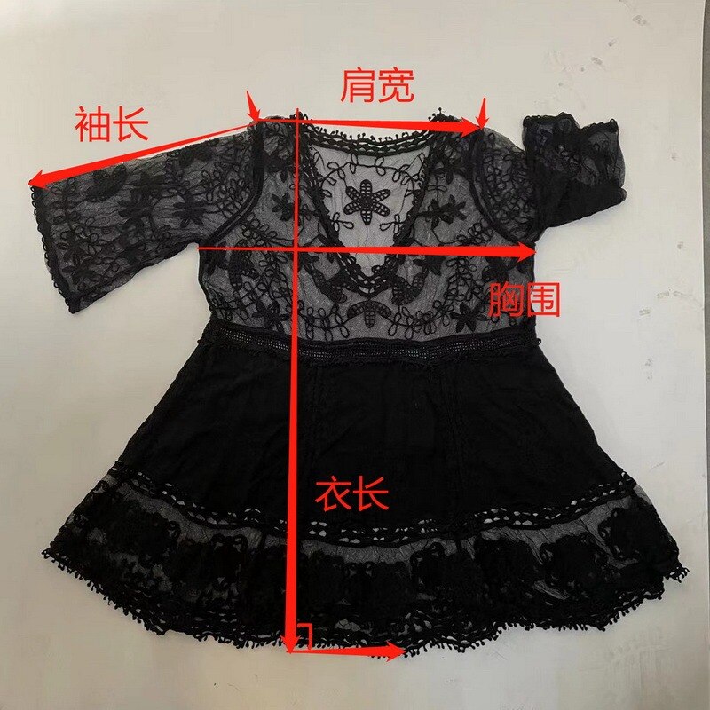 Fitshinling Deep V Neck Boho Beach Outing Sheer Sexy Lace Tunic Pareo Swimwear Summer Vintage Short Dress Holiday Cover Up