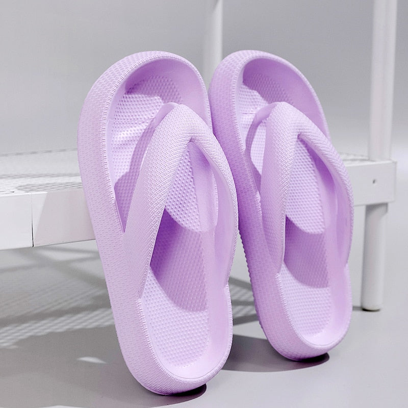 Flip Flops Wholesale Summer Casual Thong Slippers Outdoor Beach Sandals EVA Flat Platform Comfy Shoes Women Couple Thick Soled Purple