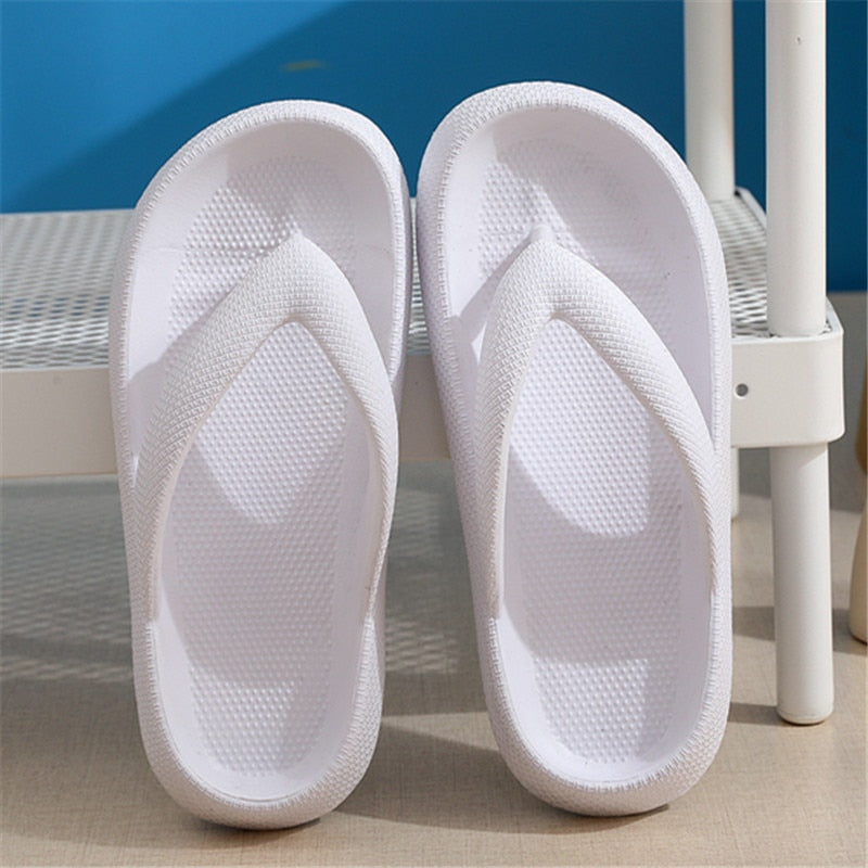 Flip Flops Wholesale Summer Casual Thong Slippers Outdoor Beach Sandals EVA Flat Platform Comfy Shoes Women Couple Thick Soled White