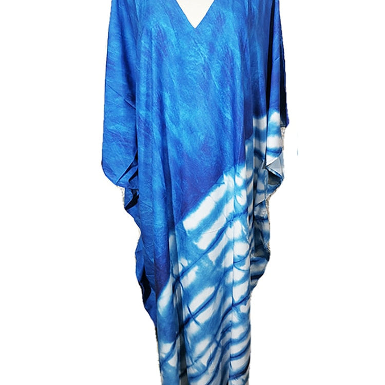 Floral Print Swimsuit Cover Up Robe De Plage Summer Bohemian Dress Loose Beachwear Cover-ups Beach Kaftan Pareo Dress Color 018 One Size