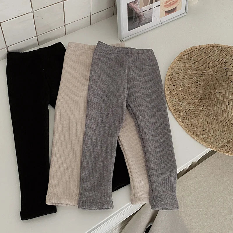 Girls Leggings Autumn Winter Pants For Kids Cotton Warm Children's Velvet Trousers Toddler Underpants Korean Style