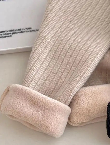 Girls Leggings Autumn Winter Pants For Kids Cotton Warm Children's Velvet Trousers Toddler Underpants Korean Style apricot