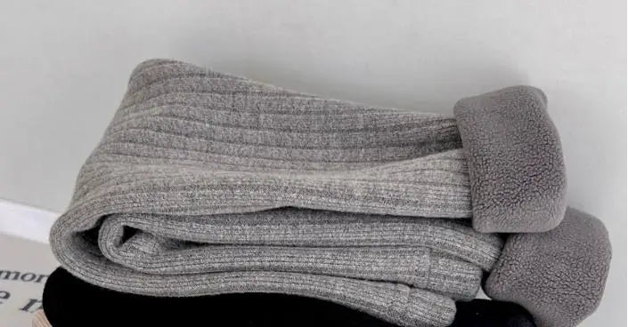 Girls Leggings Autumn Winter Pants For Kids Cotton Warm Children's Velvet Trousers Toddler Underpants Korean Style gray