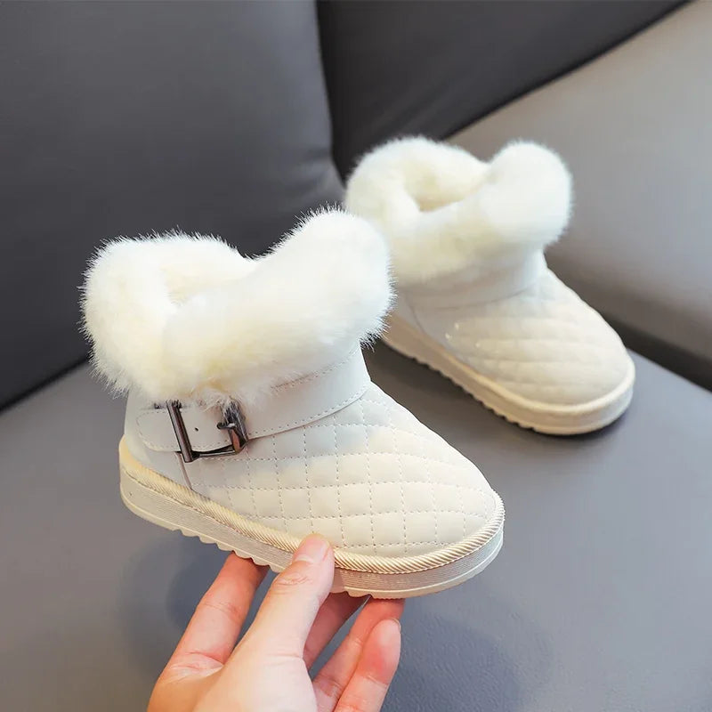 Girls Snow Boots Winter Children Outdoor Boots Warm Plush Princess Cotton Shoes Windproof Waterproof Thicken Kids Boots