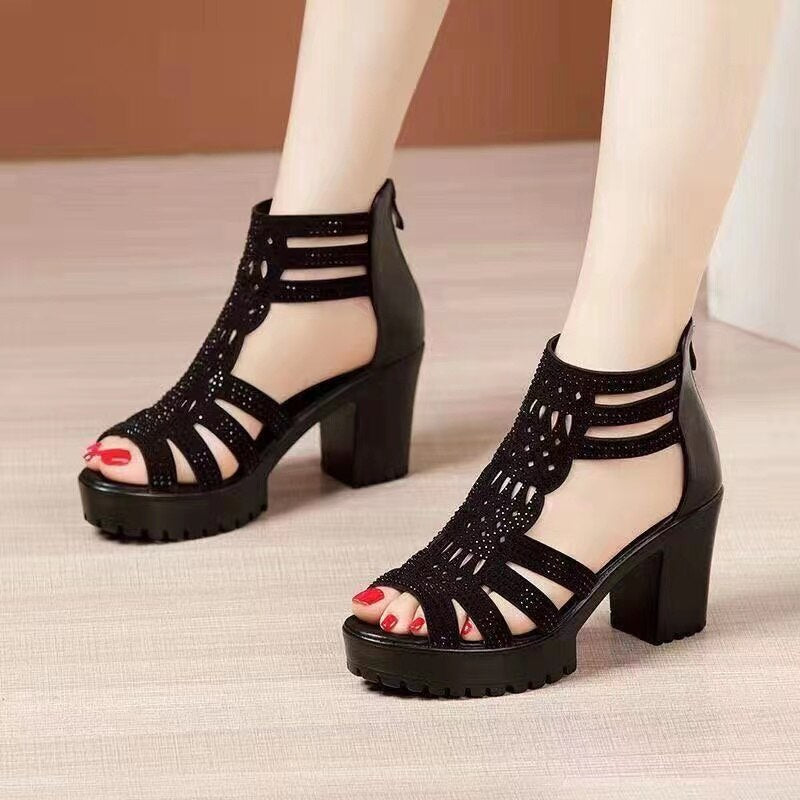Gladiator Women Sandals Breathable Female Sandals Outdoor Soft Women's Casual Shoes Roma Fashion Flats summer A-17black