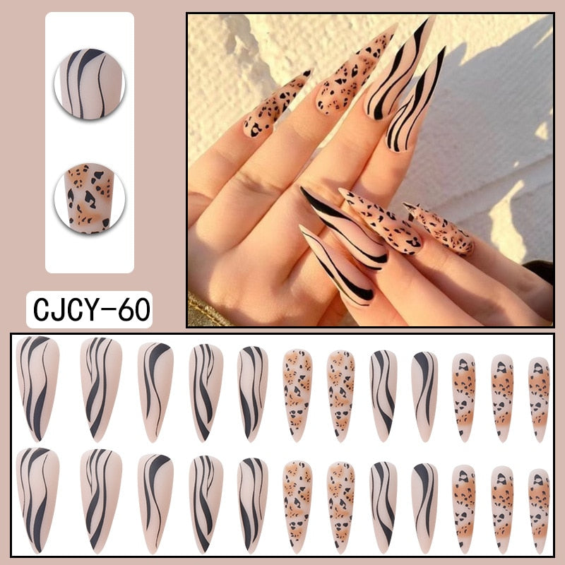 Glossy Pink Wearable Nail Art Blue Rhinestone Extra Long Ballet Detachable Finished False Nails Press on Nails with Glue MT799CJCY60