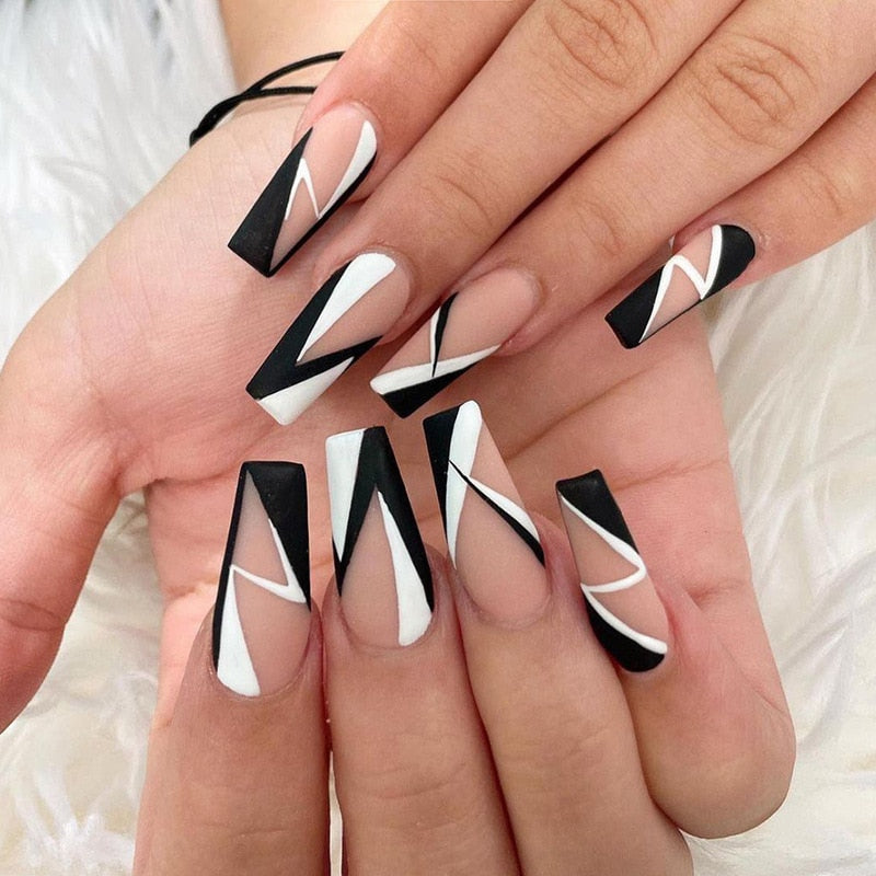 Glossy Pink Wearable Nail Art Blue Rhinestone Extra Long Ballet Detachable Finished False Nails Press on Nails with Glue MT689JP1334