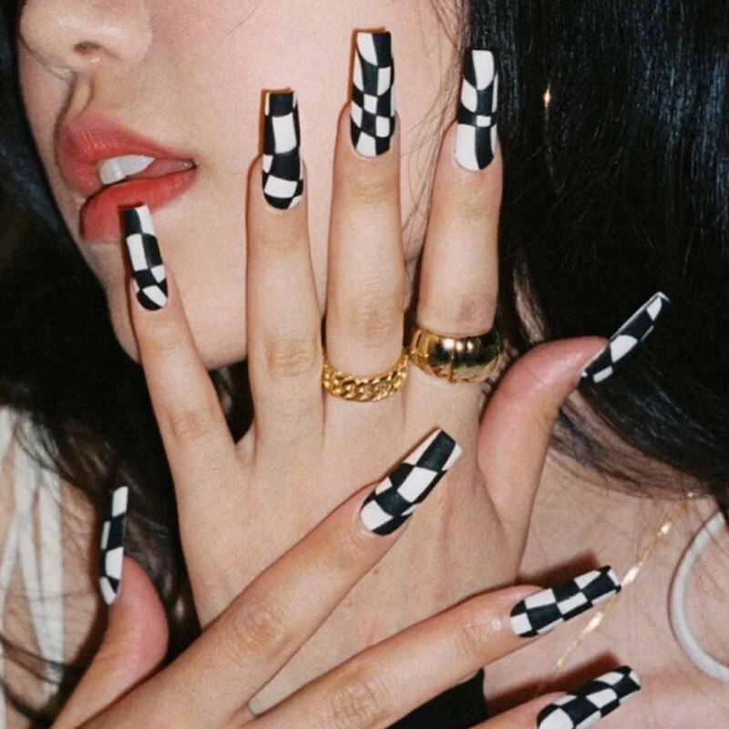 Glossy Pink Wearable Nail Art Blue Rhinestone Extra Long Ballet Detachable Finished False Nails Press on Nails with Glue MT669JP1453