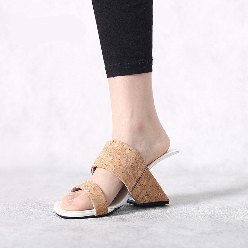 Green Snakeskin Leather Women Outside Slippers 8cm Strange High Heels Beach Blue Slides Fashion Gold Prom Party Sandals Femmes