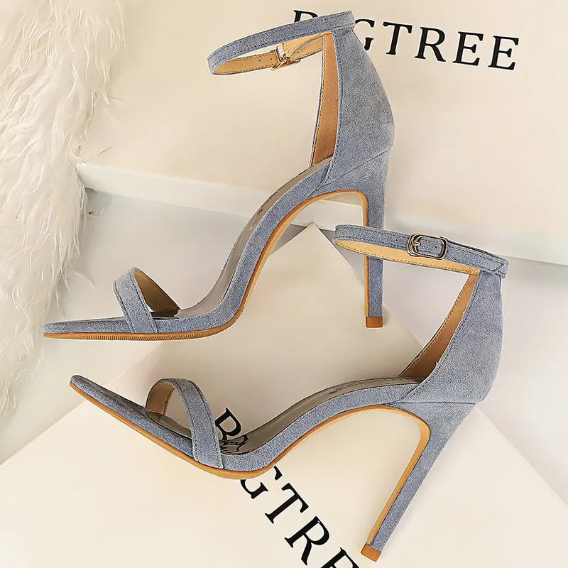 Shoes Summer Women Sandals Suede Hollow High Heels Stiletto Fashion Sandles Women Heels Ladies Shoes Women's Sandals