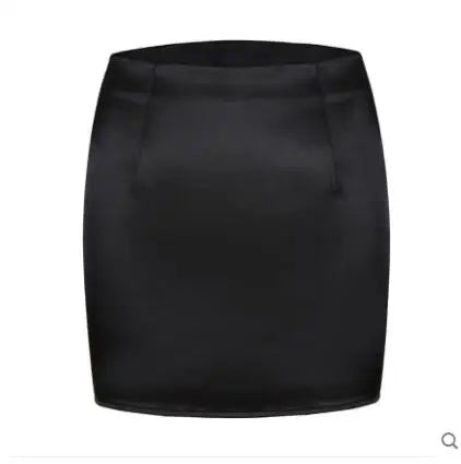 Y2k Satin Silk Skirt Women High Waist Summer Mini Skirt New Skinny Stretchy Sexy Ladies Black Office Pencil Skirts black