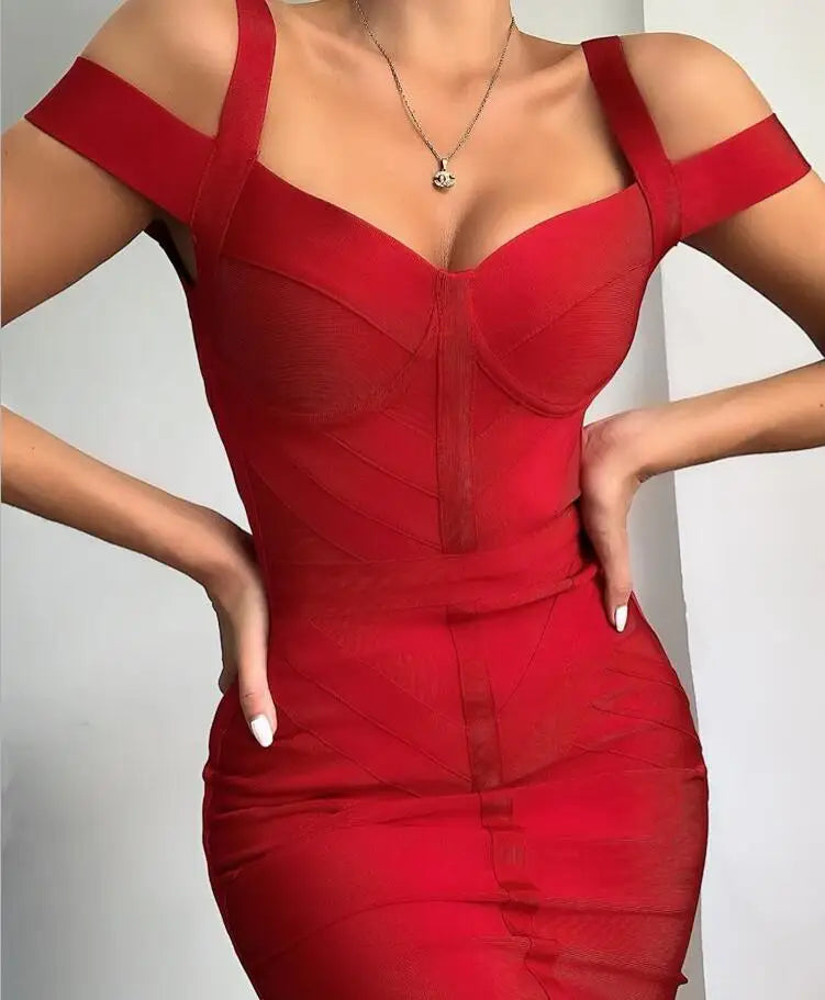 Wholesale Vestidos Sexy Sleeveless Black Red Women Summer Bandage Dress 2022 Designer Fashion Evening Club Party Dress Vestido Red