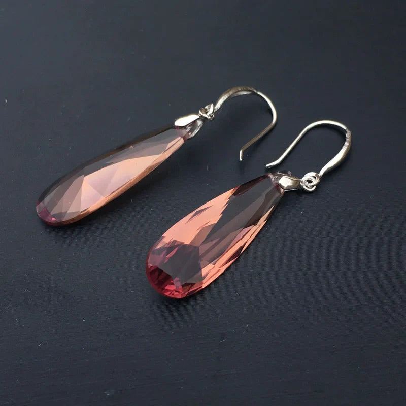 CSJ Elegant Zultanite Earring Sterling 925 Silver water drop/pear10*30mm Created Sultanite Fine Jewelry Women Wedding Party Gift