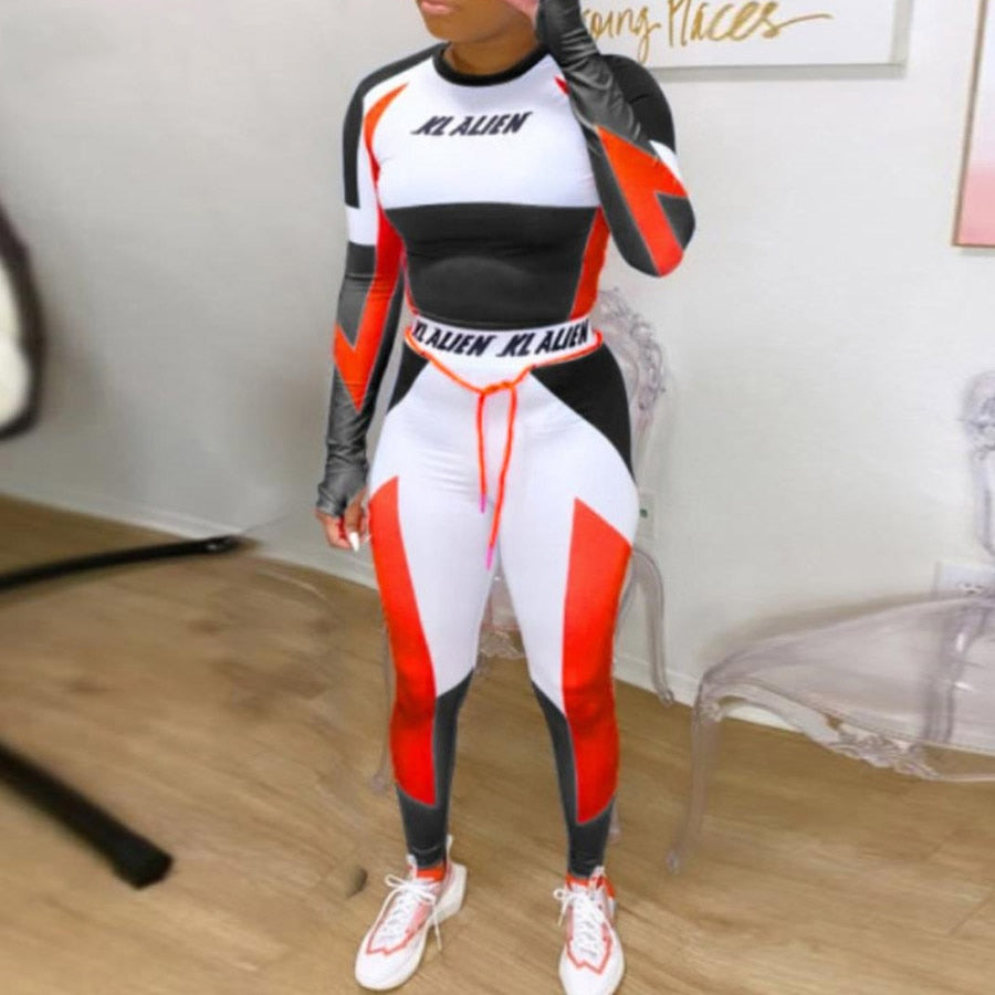 Sexy Tracksuits Women Two Piece Set Outfits Sports Fitness High Waist Leggings Winter Spring Matching Sets Sweatsuit 20259 red