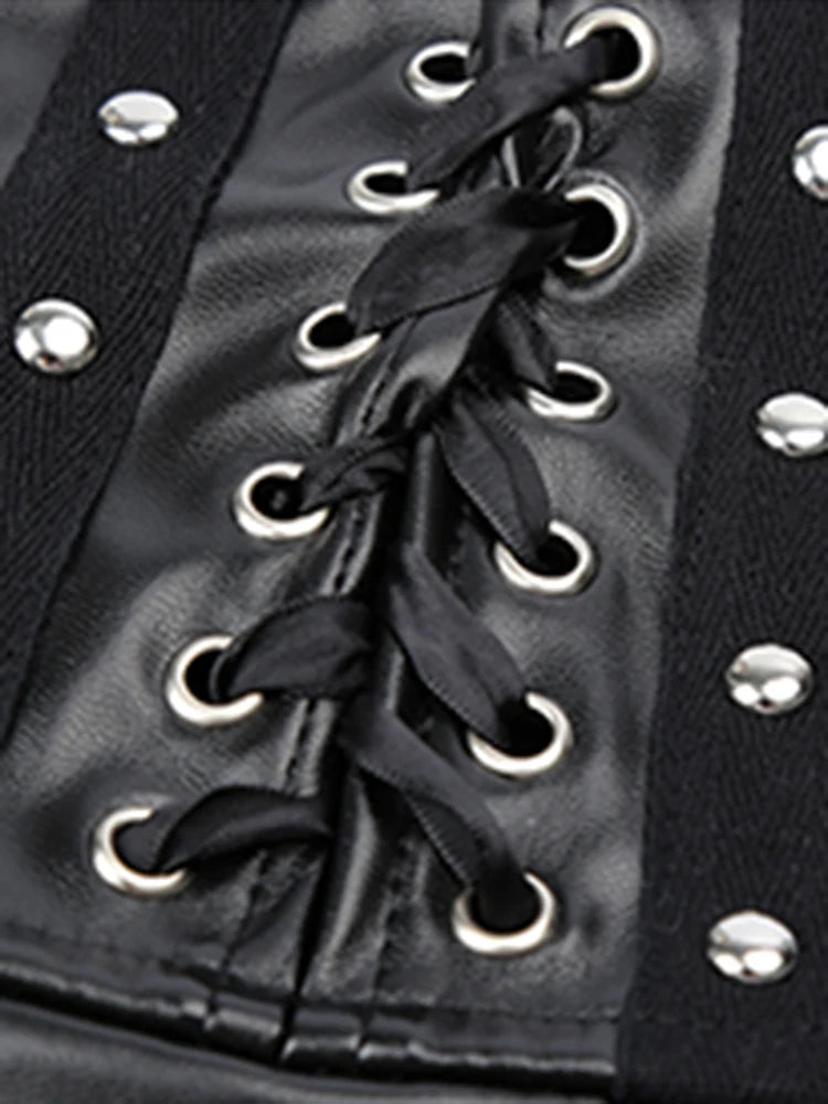 Lautaro Spring Autumn Black Soft Pu Leather Pleated Skirt Women High Waist Goth Vintage Punk Style Luxury Designer Clothes 2025