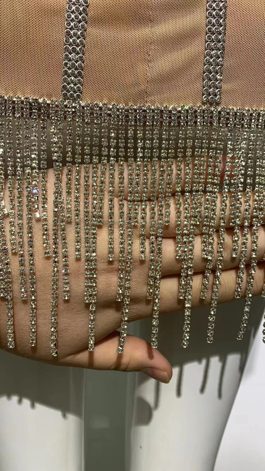 Black Khaki Pearls Sparkly Tassels Birthday Dress Women Sexy Club Wear Strapless Party Night Celebrity Mini Dress