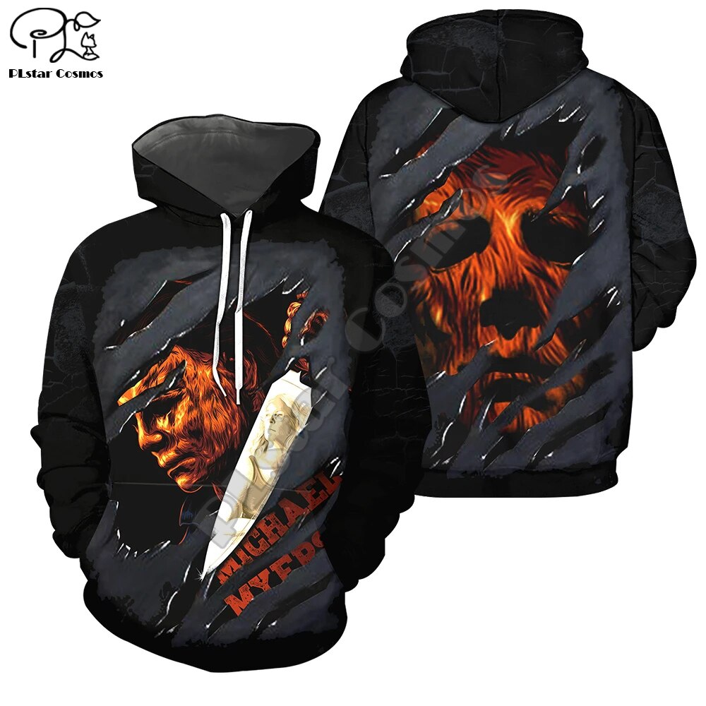 PLstar Cosmos Halloween Movie Michael Myers Horror Terror Men/Women 3Dprint Men's Hoodie Funny Pullover Harajuku Long Sleeve S11