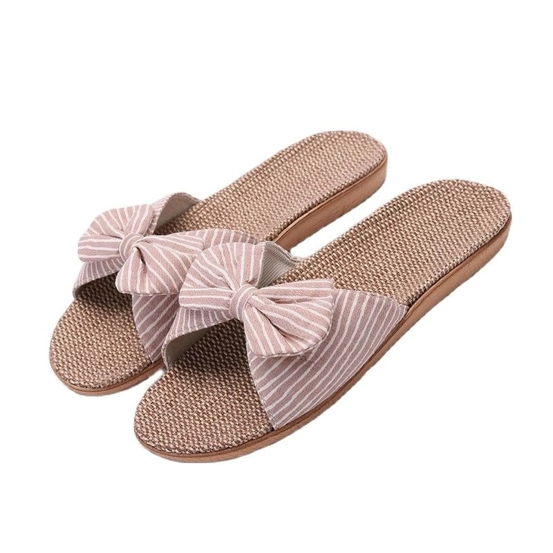 Suihyung Summer Flax Slippers Women Men Casual Linen Slides Multi-Style Non-Slip EVA Home Flip Flops Indoor Shoes Female Sandals As Show 3