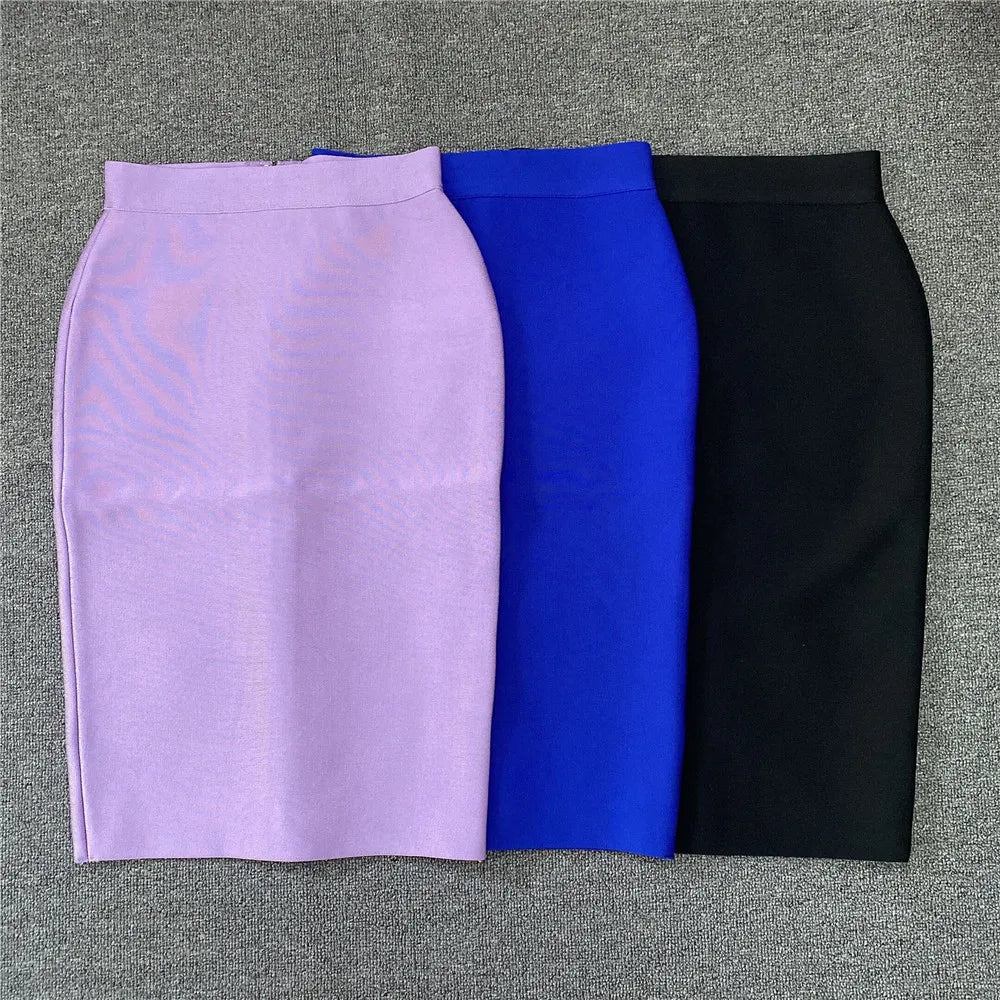 Women New Rayon Bandgae Skirt Elegant Pencil Skirt Celebrity Sexy Club Party Wear Vintage Vestios