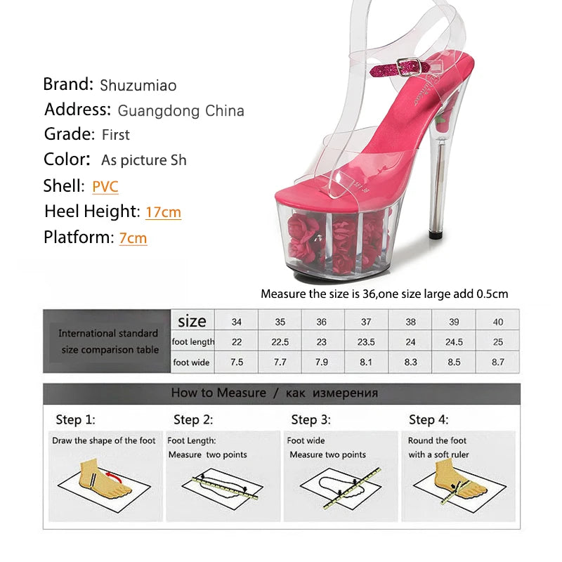 Shuzumiao Wedding Shoes Bride 2024 High Heels 17 High Heels 7cm Platfrom Women Platform Sandals Transparent Crystal Female Shoes