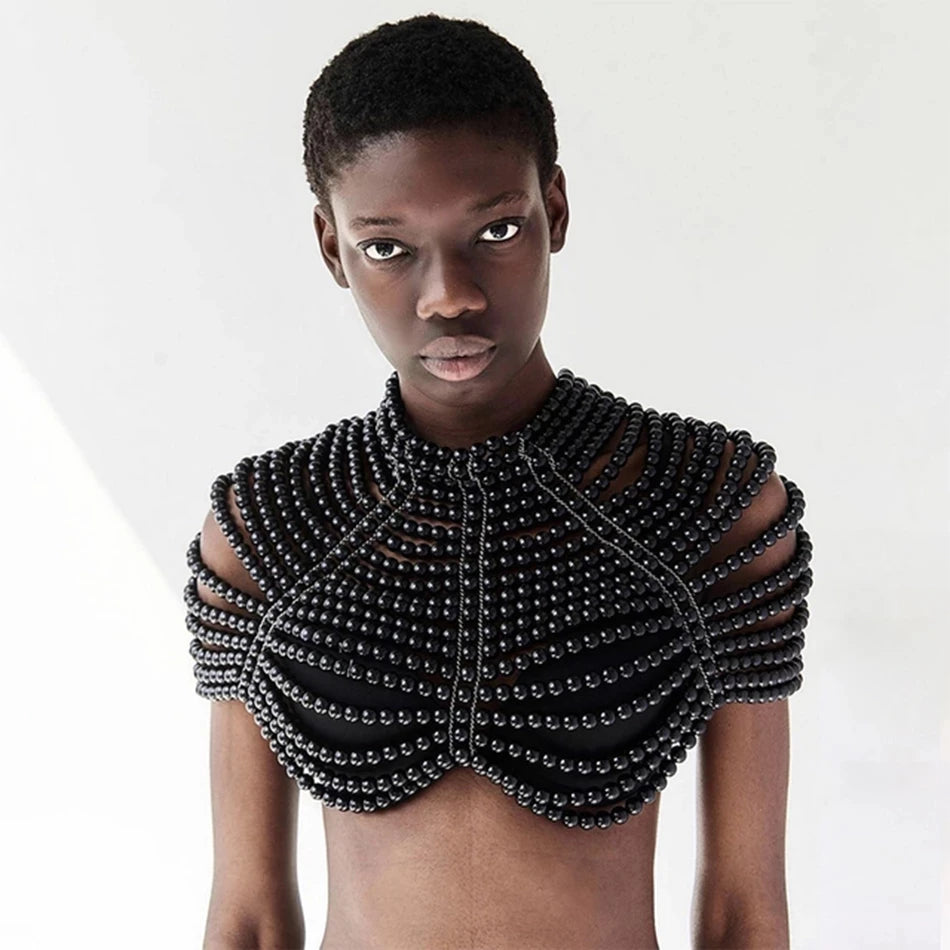 UpAvonu Shawl Top Women 2025 New Fashion Women Round Neck Cloak Sleeve Pearl Shawl Top Women Elegant Shawl Top Women black One Size