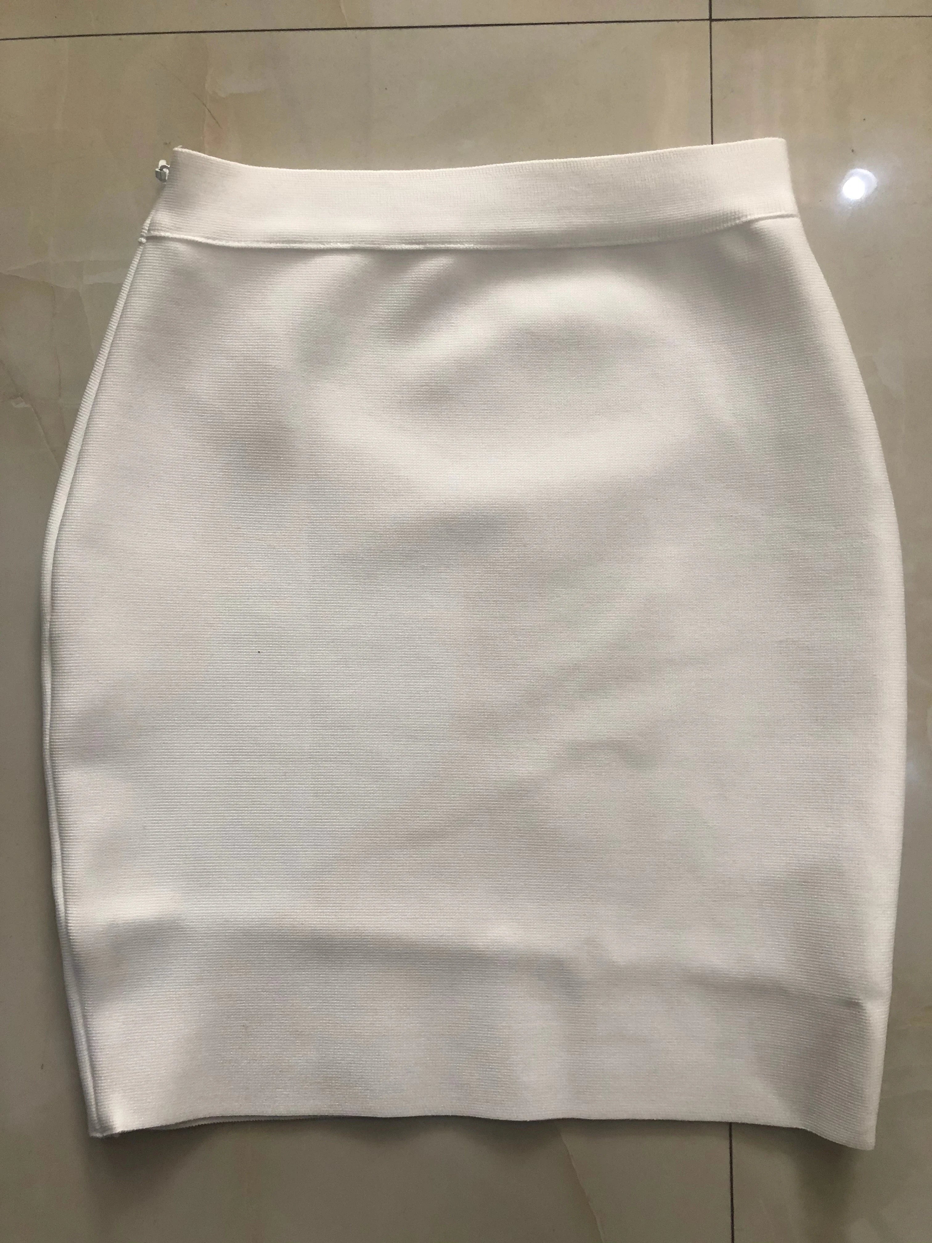 Wholesale Shipping Candy Color Sexy Women Bodycon Mini Bandage Skirt 2021 Designer Fashion Black Pencil Skirt Faldas 43cm WHITE
