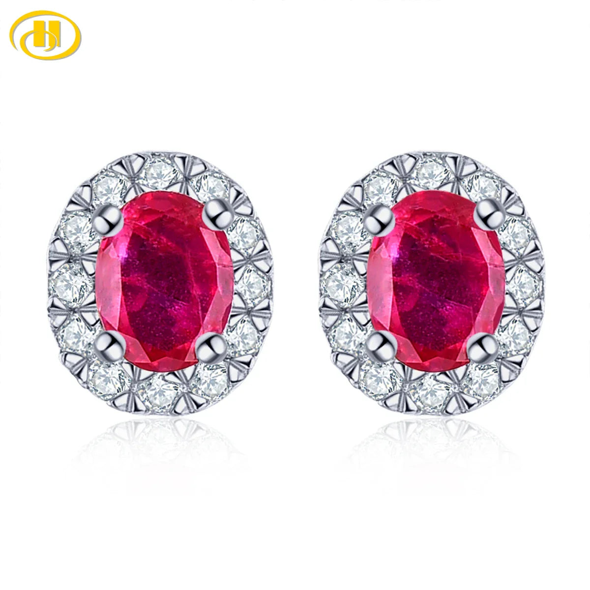 Natural Ruby Gemstone Sterling Silver Stud Earrings 0.5 Carats Genuine Precious Stone Women Romantic Elegant S925 Jewelrys Natural Ruby