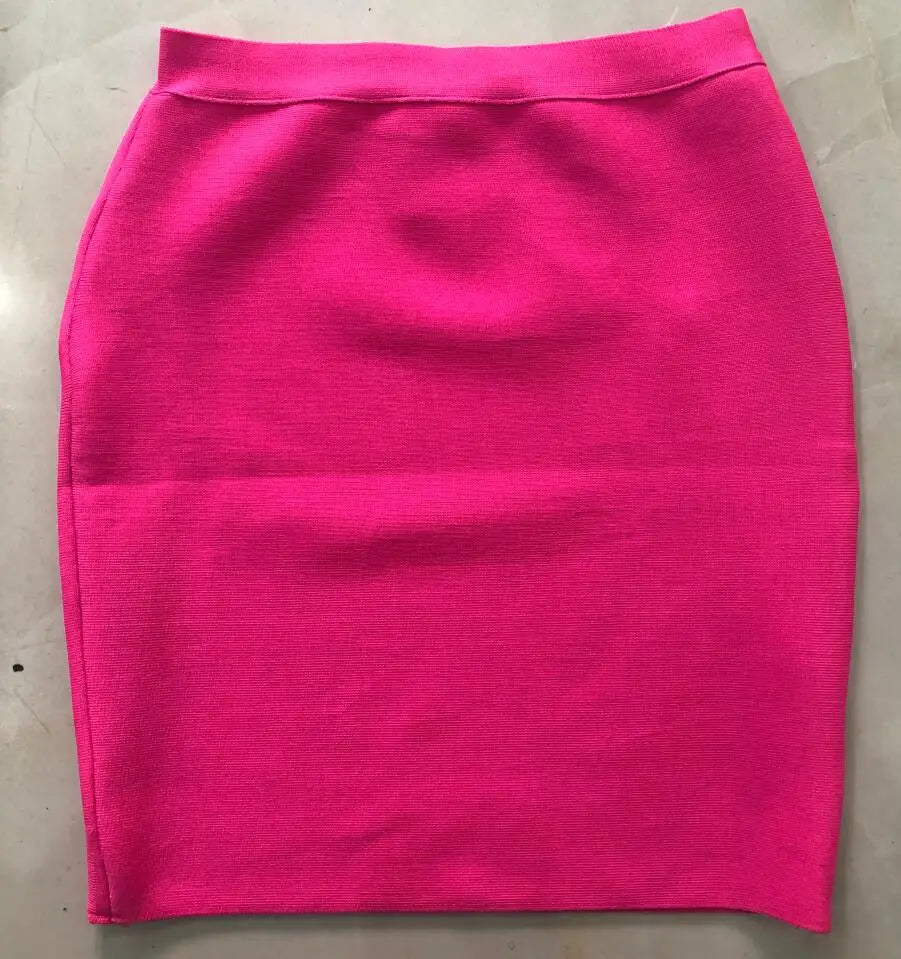 Wholesale Shipping Candy Color Sexy Women Bodycon Mini Bandage Skirt 2021 Designer Fashion Black Pencil Skirt Faldas 43cm Rose Red