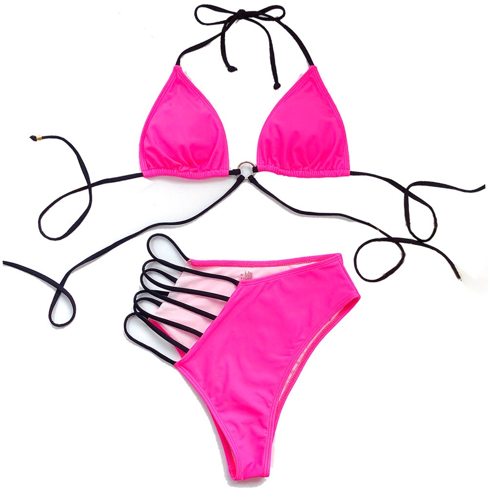 Sexy High Waist Swimwear String Bikini Set - Halter Swimsuit Female Brazilian Biquini Bathing Suit Swim Wear