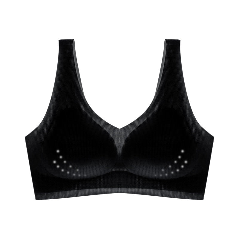 Sexy Ice Silk Bras Push Up Seamless Underwear Beauty Back Deep V Bralette Until Thin Lingerie 7