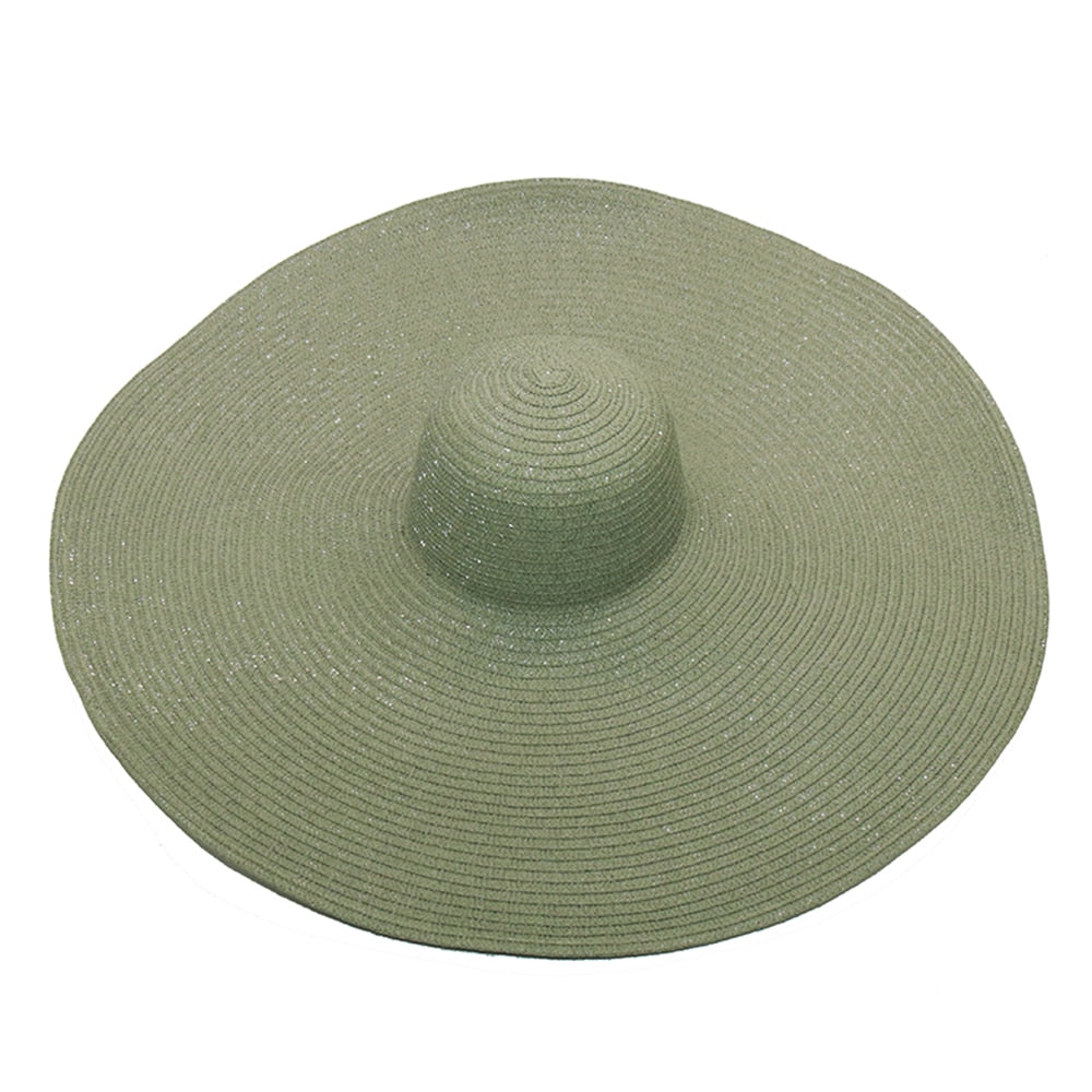 Women Beach Accessories Sombrero Big Size Hat Female Large Wide Brim Straw Sun Hats Oversized Anti UV 50 Summer Hat Wholesale army