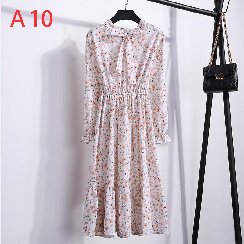 Plus Size Women's Clothing Long Sleeve Chiffon Shirt Dresses For Women Red Bow Floral Club Party Autumn Winter платье Woman A10