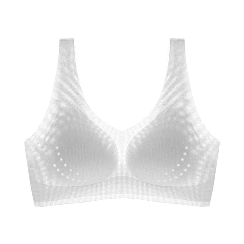 Sexy Ice Silk Bras Push Up Seamless Underwear Beauty Back Deep V Bralette Until Thin Lingerie