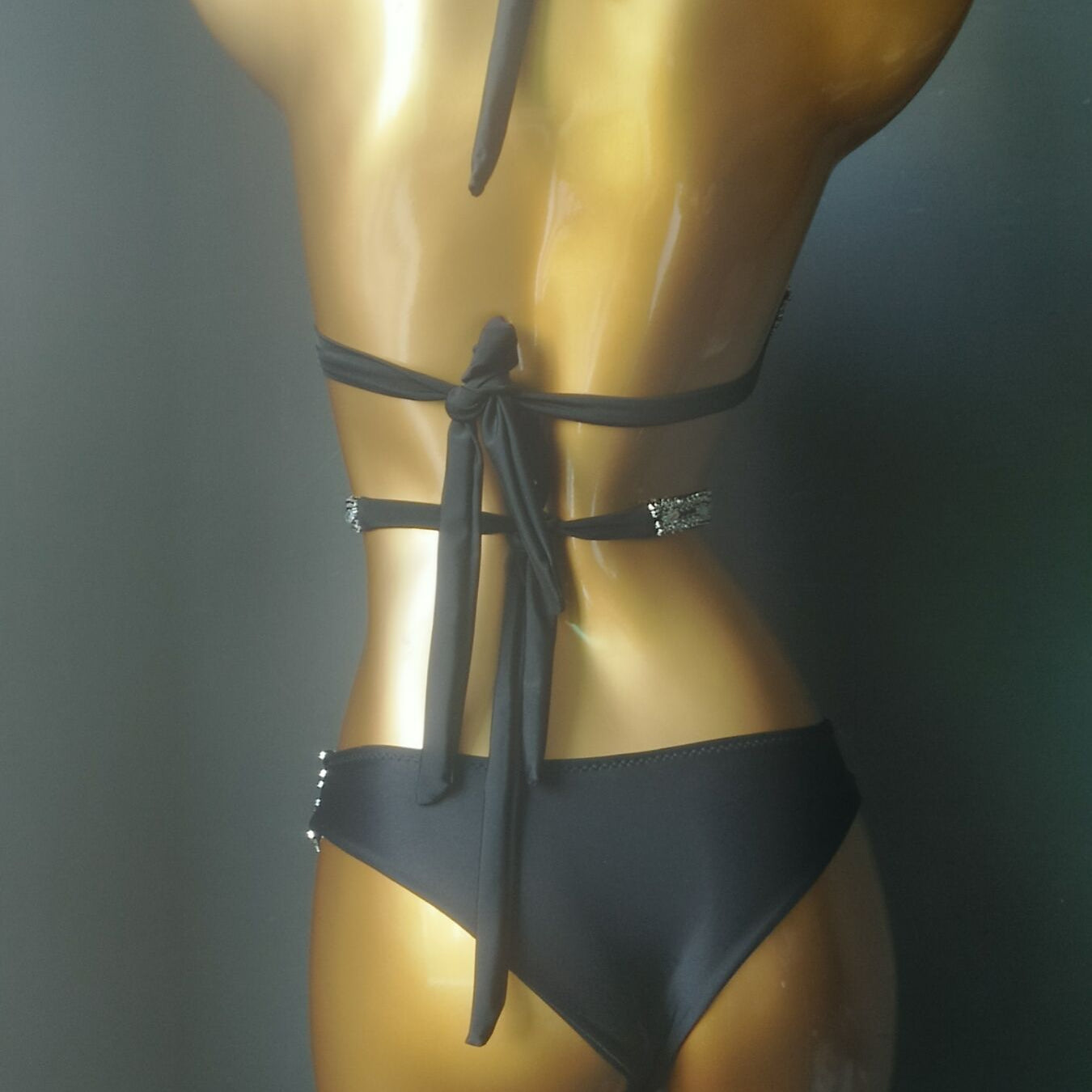 Sexy Women Bikin Luxury Rhinestone Split Swimwear Push Up Crystal Diamond Swimsuit Bandage Chain Bathing Suit