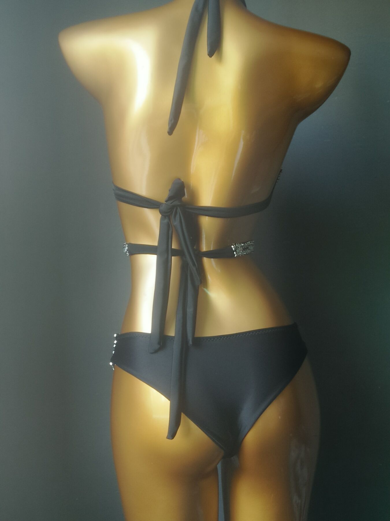 Sexy Women Bikin Luxury Rhinestone Split Swimwear Push Up Crystal Diamond Swimsuit Bandage Chain Bathing Suit