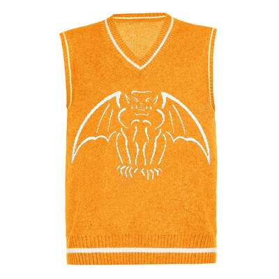 Y2K Oversized Sweater Pullover Ladies Casual Loose Printed Knitted Sweater Retro College Style Halloween Street Fall Winter 2021 20541 yellow