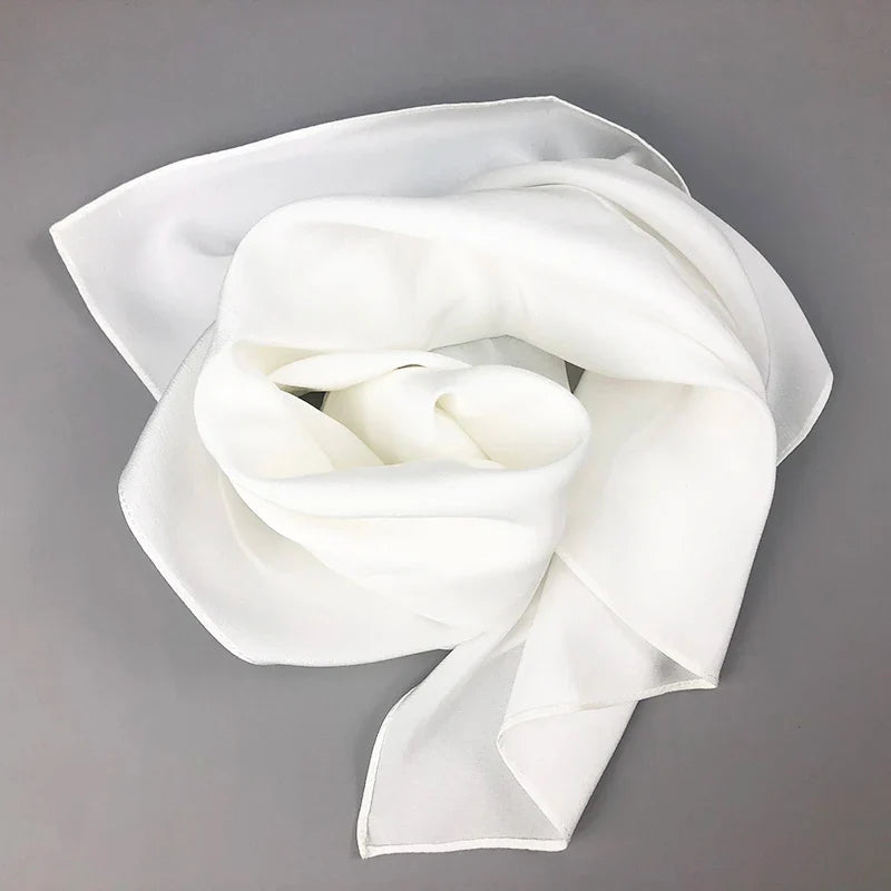 2020 New Women Silk Scarf Square Neck Shawls Lady White Solid Bandana Hair Band Kerchief for DIY Painting