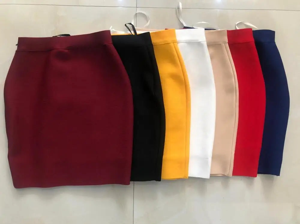 Wholesale Shipping Candy Color Sexy Women Bodycon Mini Bandage Skirt 2021 Designer Fashion Black Pencil Skirt Faldas 43cm