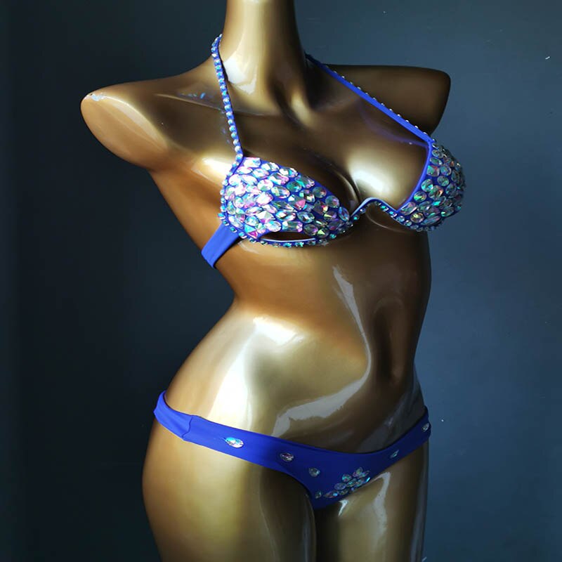 Push Up strass Bikini luxe cristal diamant femmes maillots de bain évider maillot de bain manuel haut de gamme personnalisé maillot de bain
