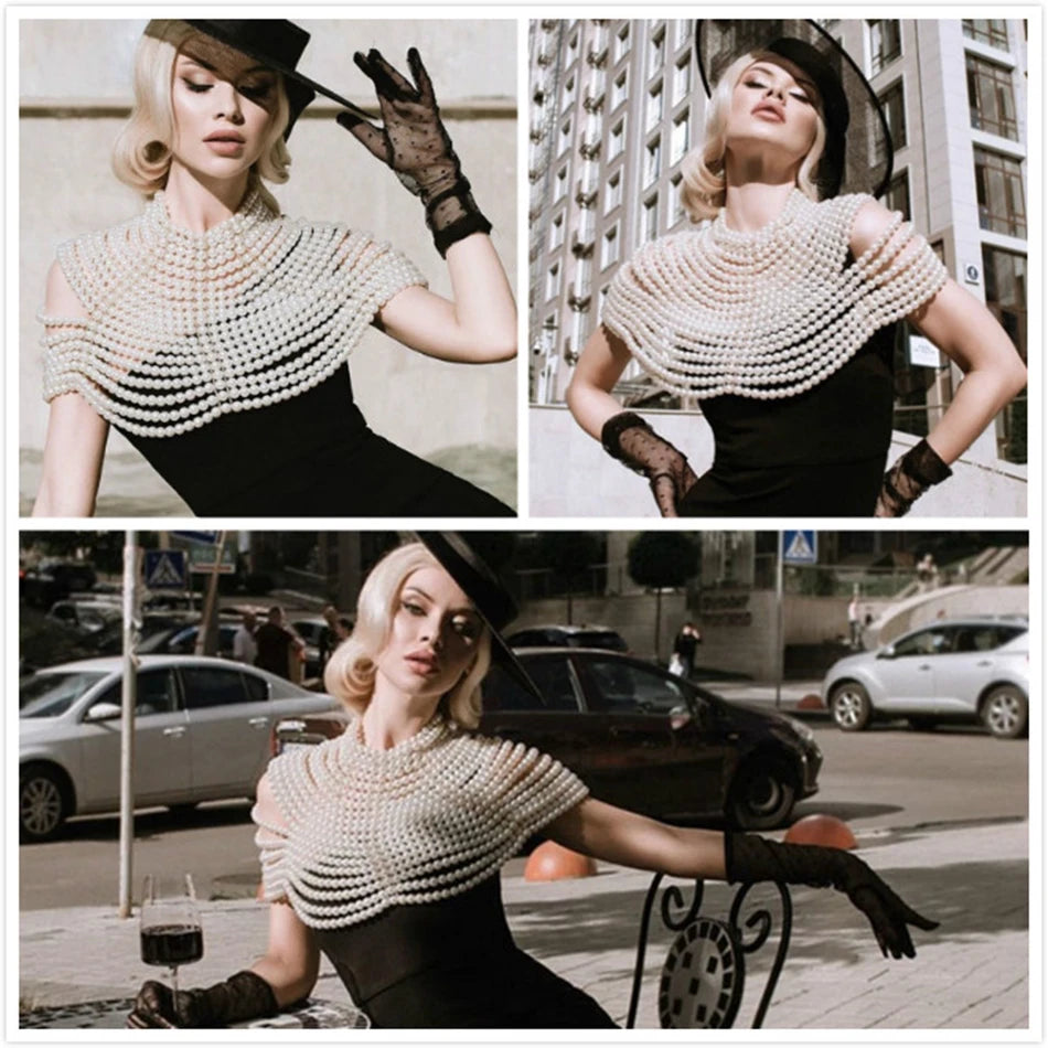 UpAvonu Shawl Top Women 2025 New Fashion Women Round Neck Cloak Sleeve Pearl Shawl Top Women Elegant Shawl Top Women